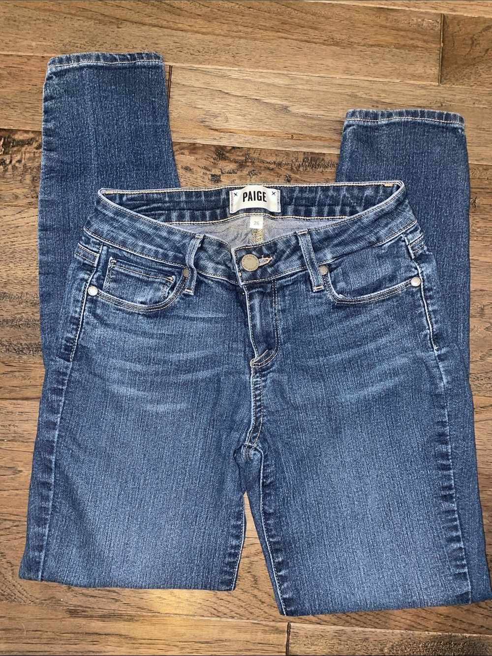 PAIGE Medium Blue Skinny Jeans with Light Fading